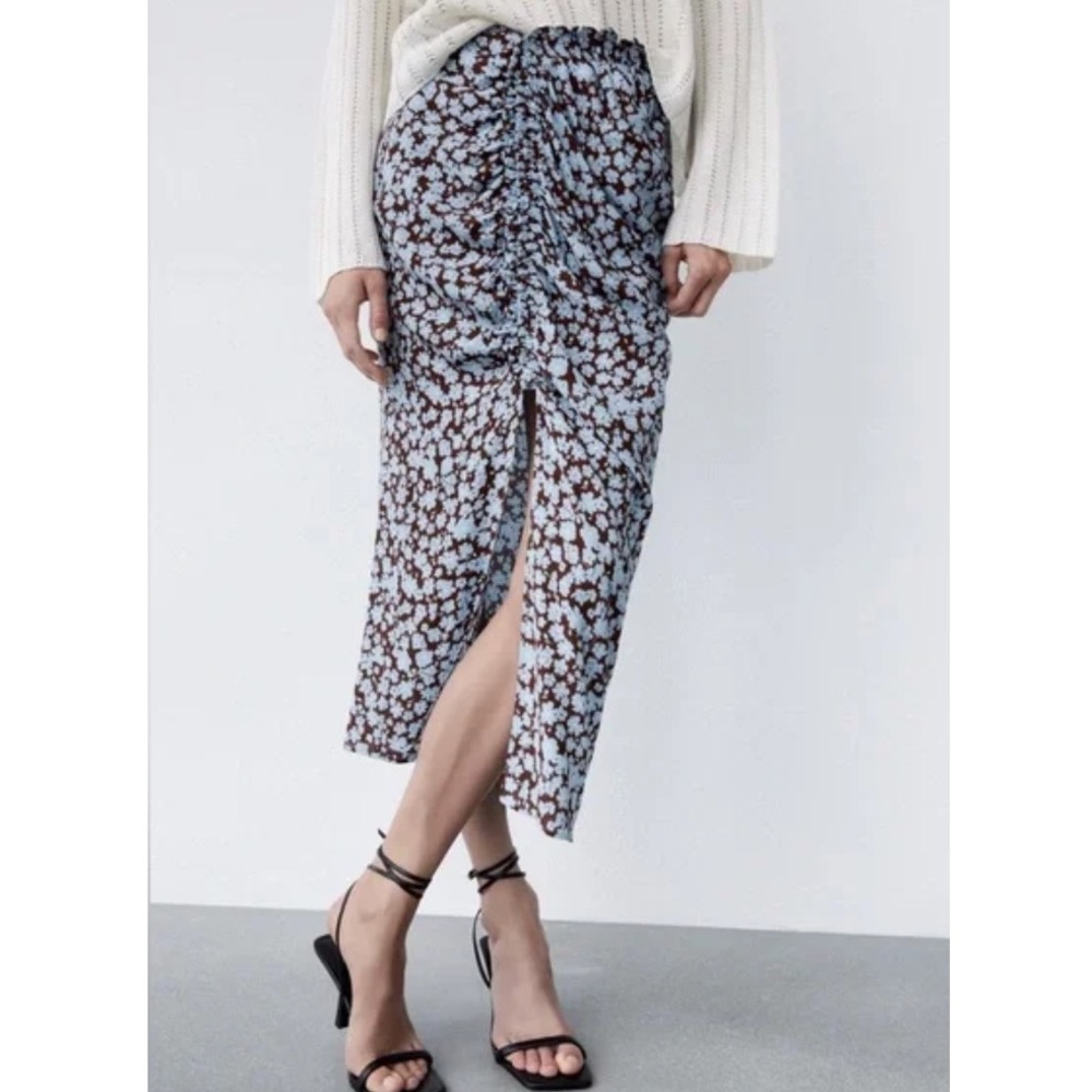 ZARA Draped Floral Print Skirt